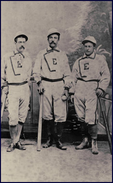 Members of early Visalia baseball team, circa 1880. Click to enlarge.