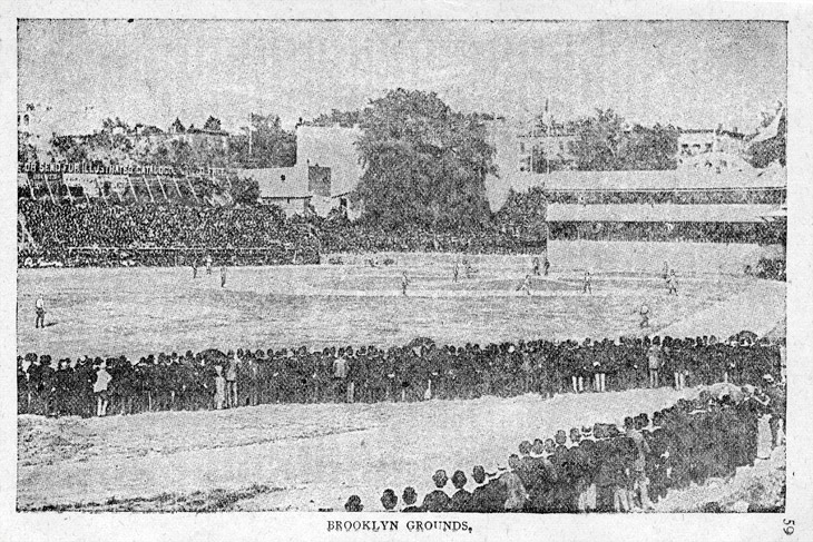 Baseball history photo: Brooklyn Base Ball Grounds. Click photo to return to previous page.