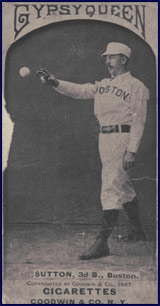 Ezra Sutton posing for 1887 Old Judge baseball card. Click to enlarge.