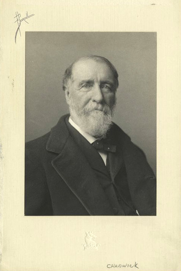 Baseball history photo: Portrait of Henry Chadwick, known for his stubbornness regarding the evolution of the game of baseball, was the first important journalist of the game. Click photo to return to previous page.