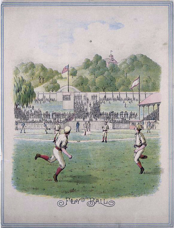Baseball history illustration: Fly Ball. Click illustration to return to previous page.