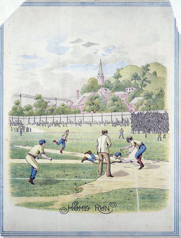 Baseball history illustration: Home Run. Click illustration to return to previous page.