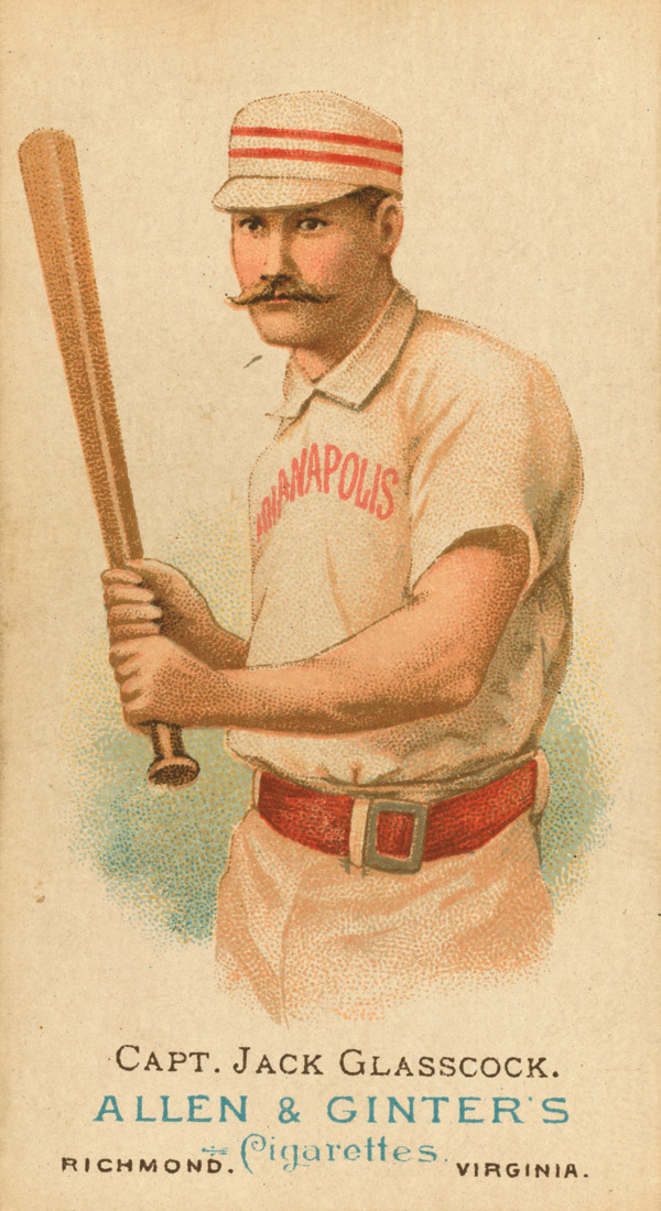 Baseball history photo: Baseball card featuring Jack Glasscock.  Click photo to return to previous page.