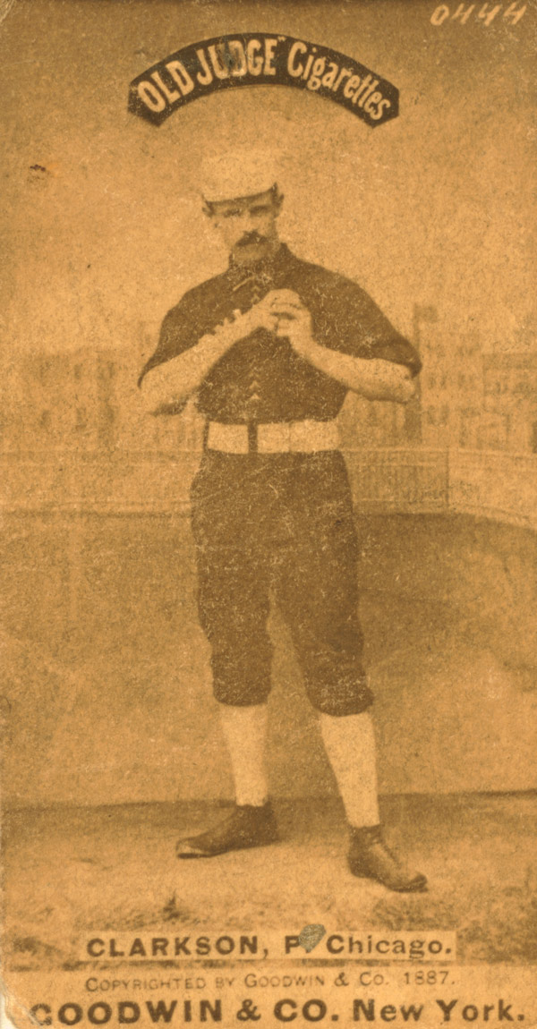 Baseball history photo: John Clarkson from baseball card image circa 1887.  Click photo to return to previous page.