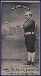 Ned Williamson posing for 1887 “Old Judge” baseball card. Click to enlarge.
