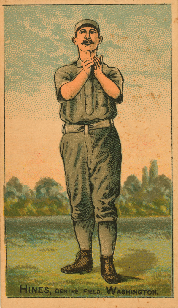 Baseball history photo: 1887 baseball card of Paul Hines, Center Fielder, Washington Nationals, National League.  Click photo to return to previous page.