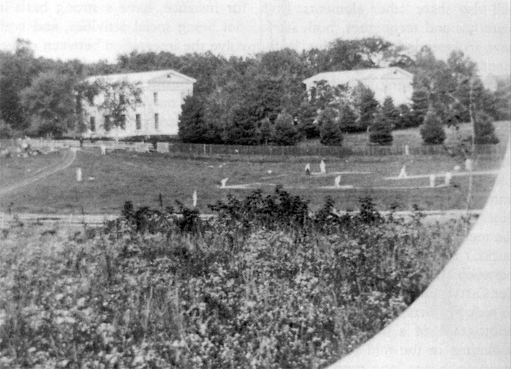 Baseball history photo: A photo from the Princeton College Yearbook of 1861–1862. It may be the first known photo of a baseball game. Click photo to return to previous page.