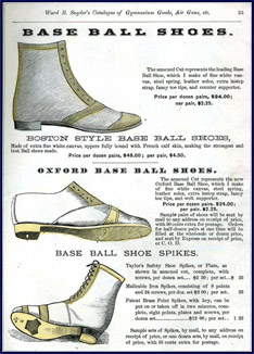 Snyder's Base Ball Shoes, 1875. Click to enlarge.