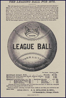 The Official Spalding League Ball, 1878. Click to enlarge.